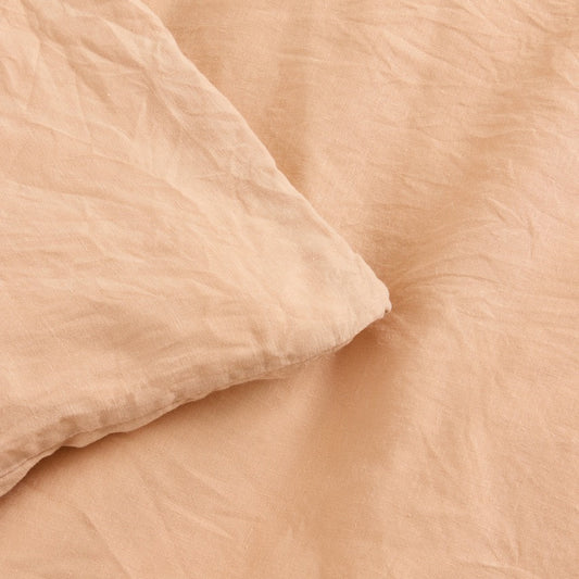 Verona Peach French Flax Linen Fitted Sheet