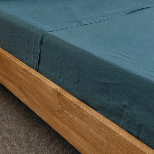 Teal Blue French Flax Linen Top Sheet