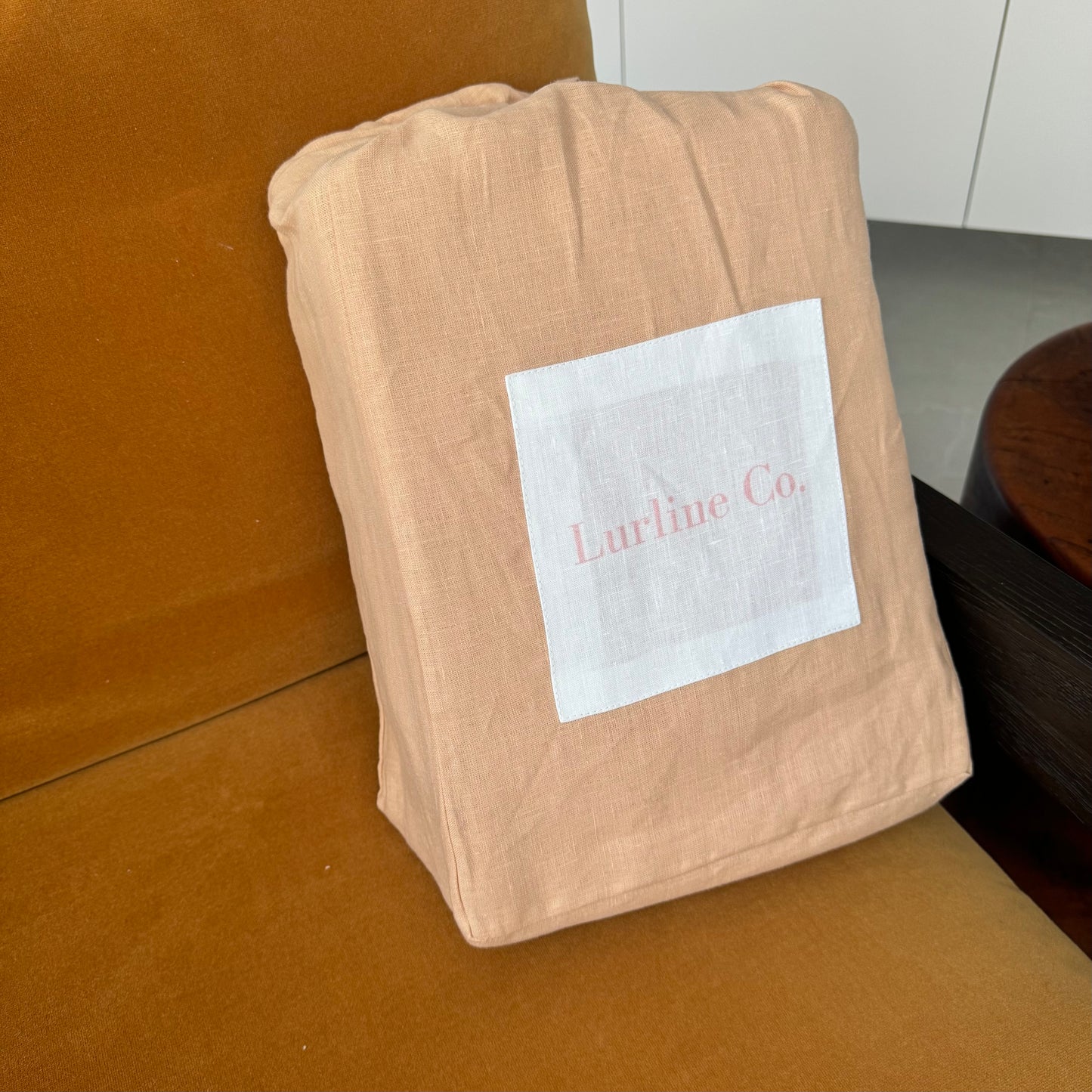 Verona Peach French Flax Linen Sheet Set
