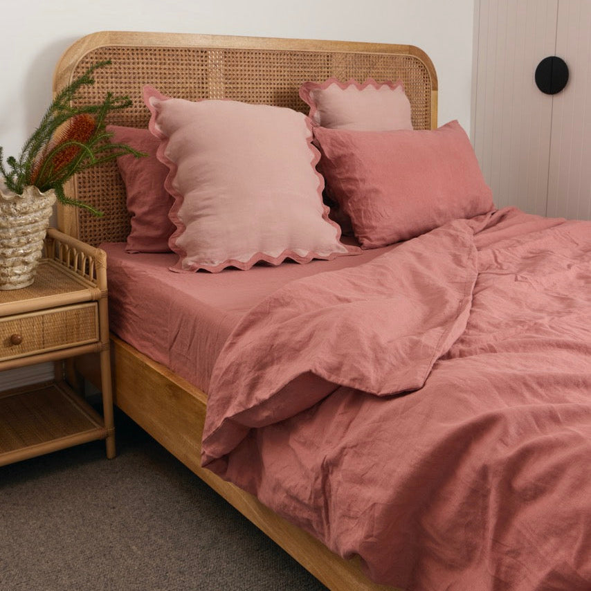 Dusty Pink French Flax Linen Sheet Set