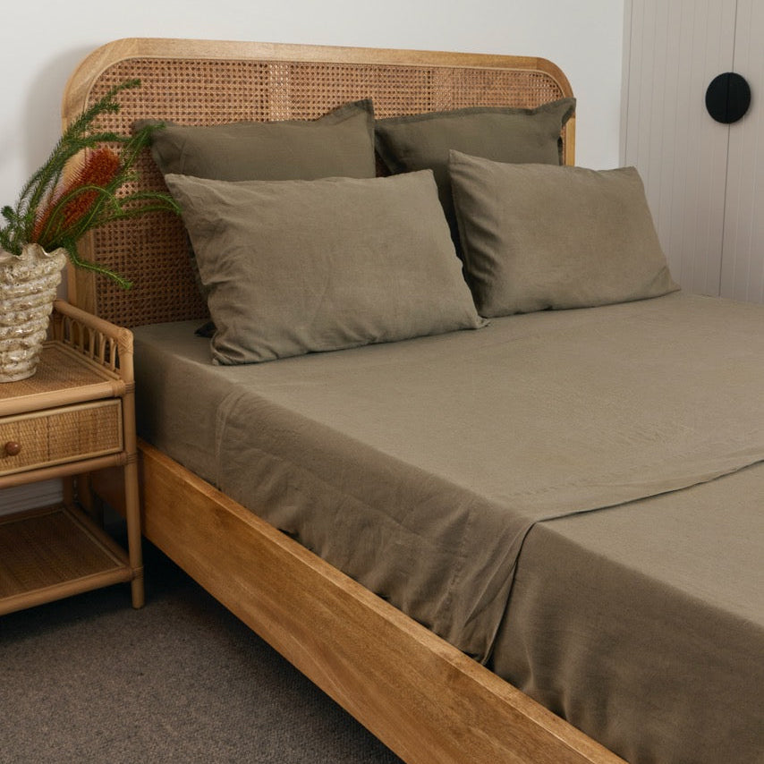 Olive French Flax Linen Top Sheet (pre-sale)