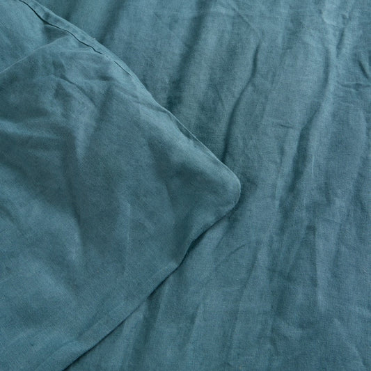 Teal Blue French Flax Linen Fitted Sheet