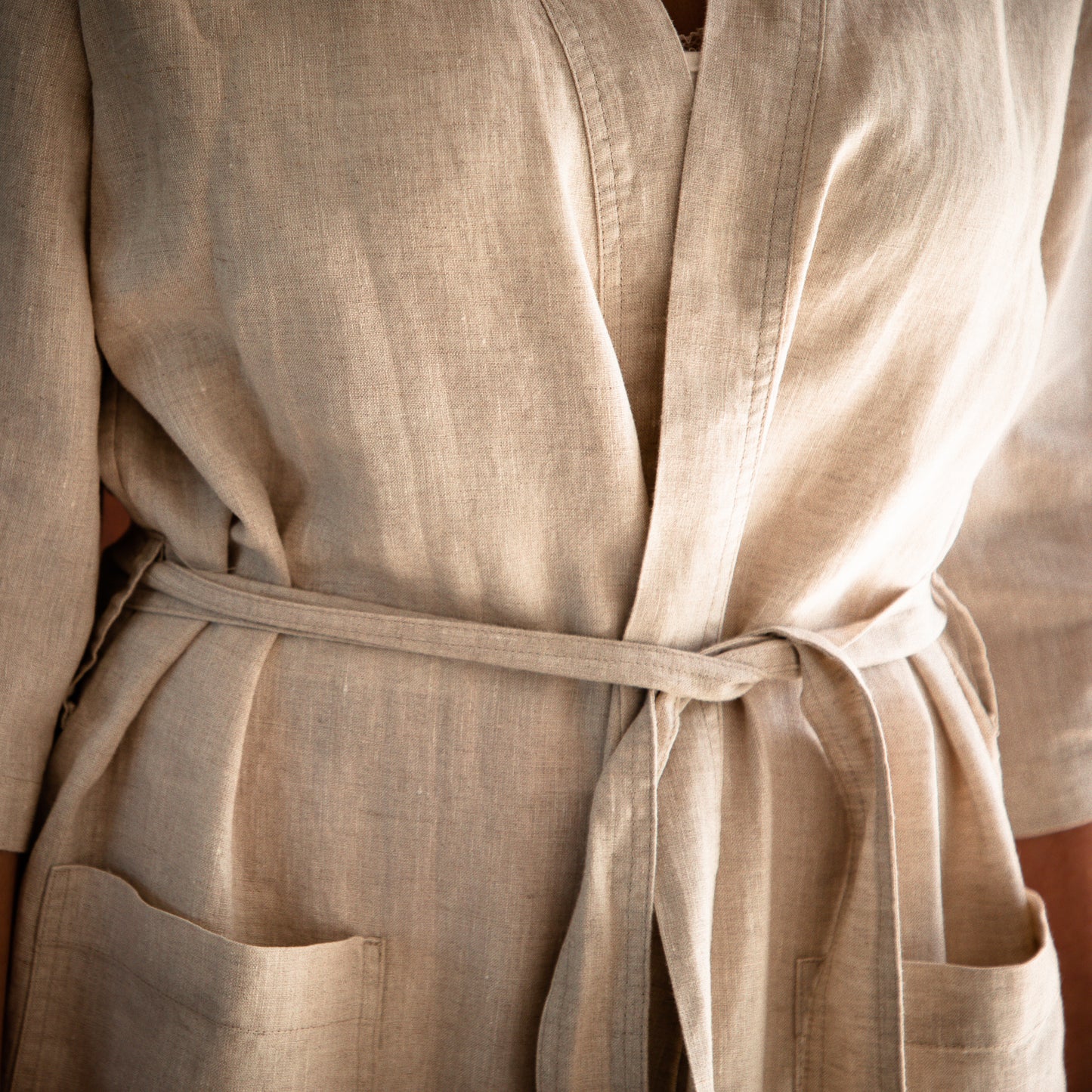 The Shell 100% European Linen Robe - Natural