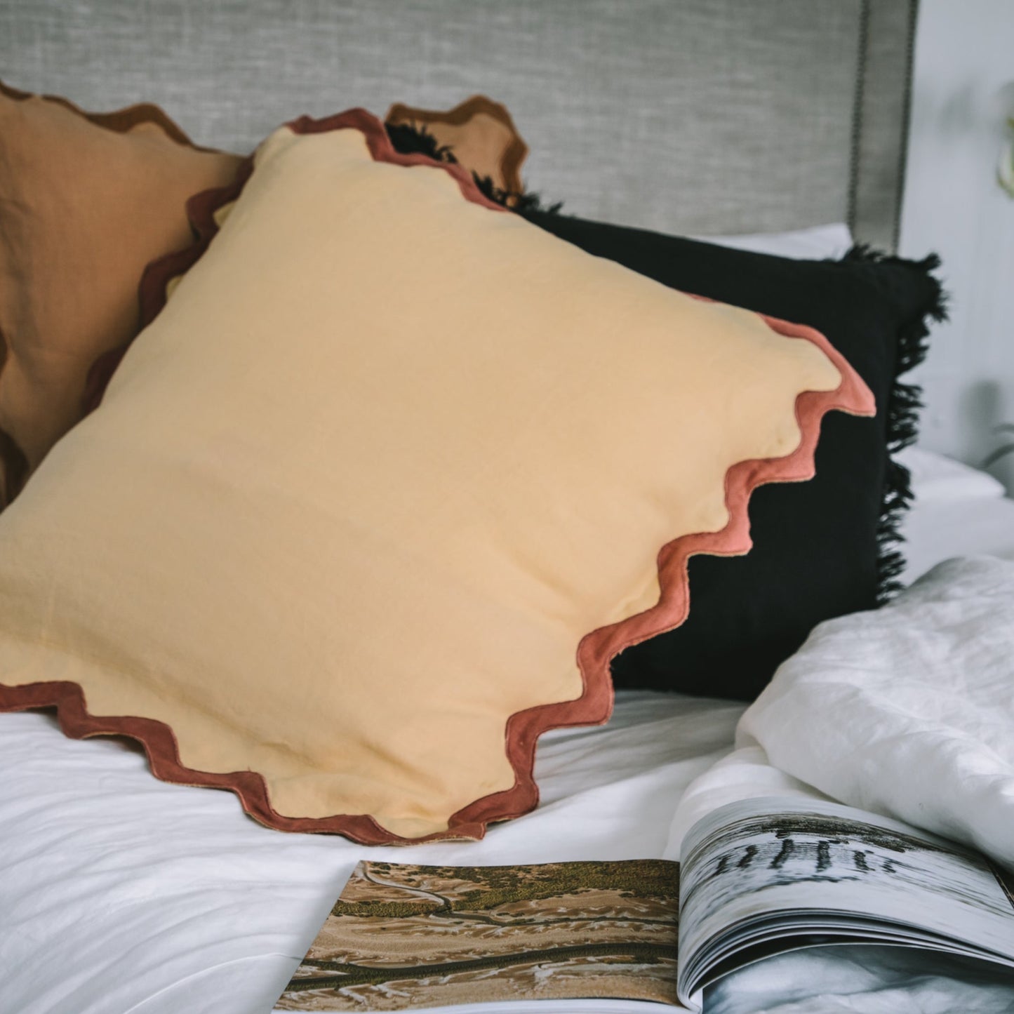 Yellow Wave Cushion Cover