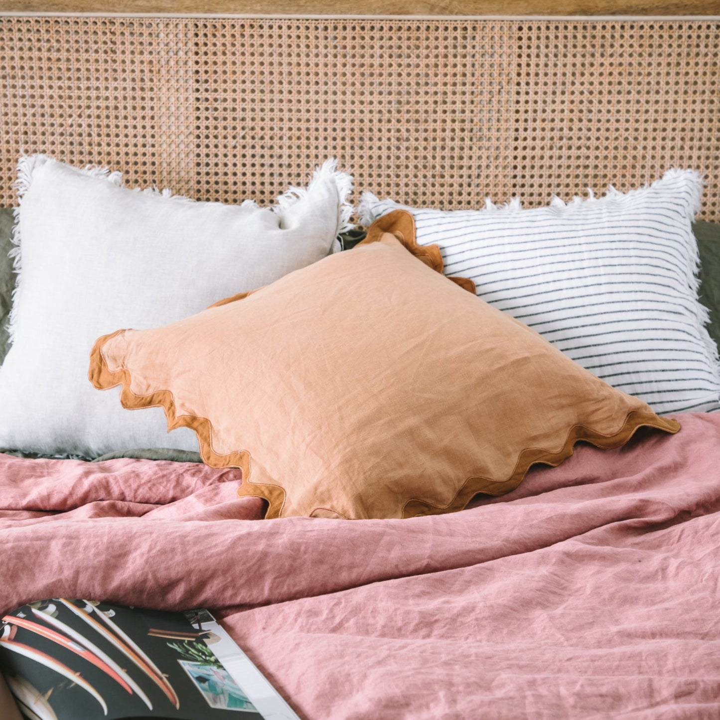 Burnt Orange Wave Cushion Cover