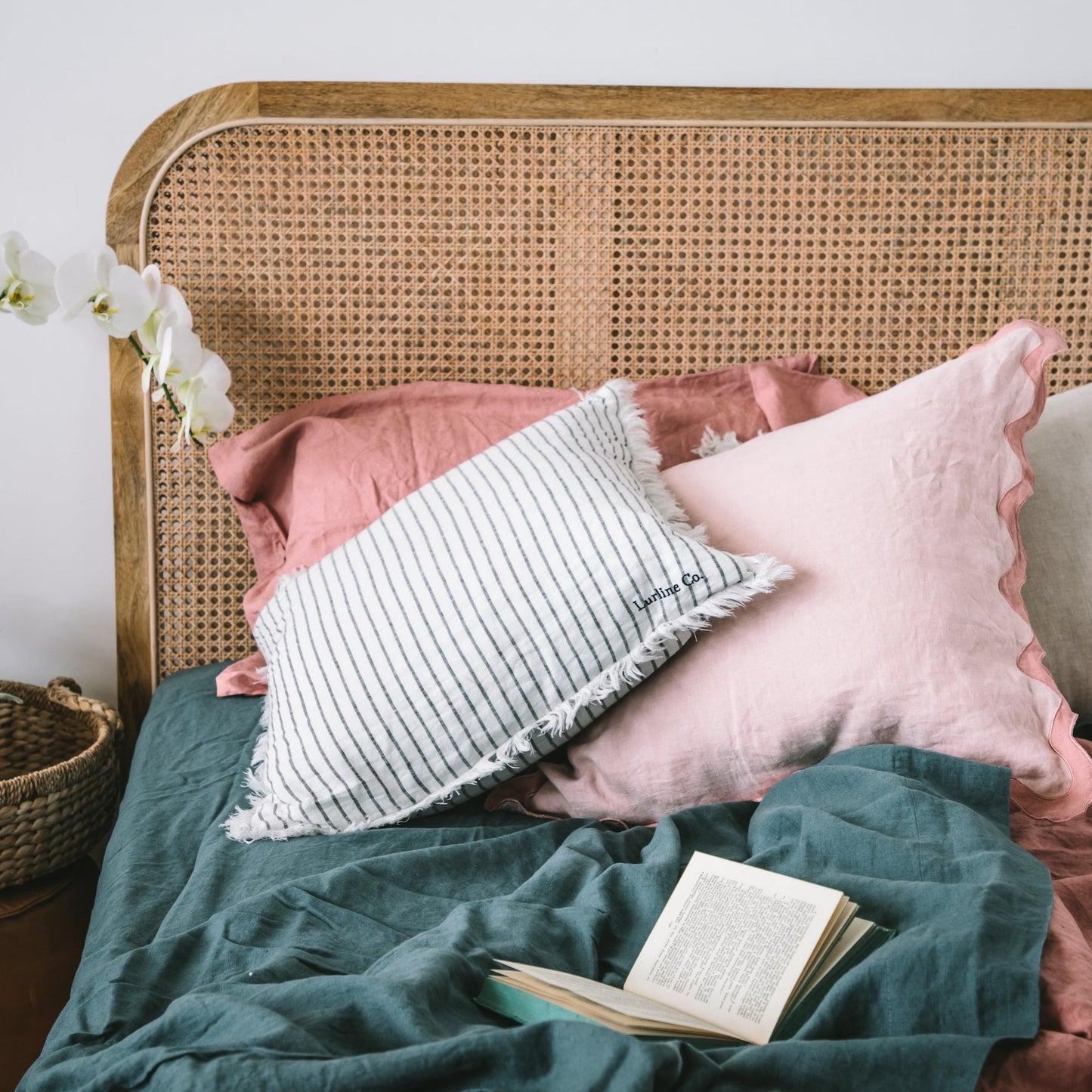 Teal Blue French Flax Linen Sheet Set