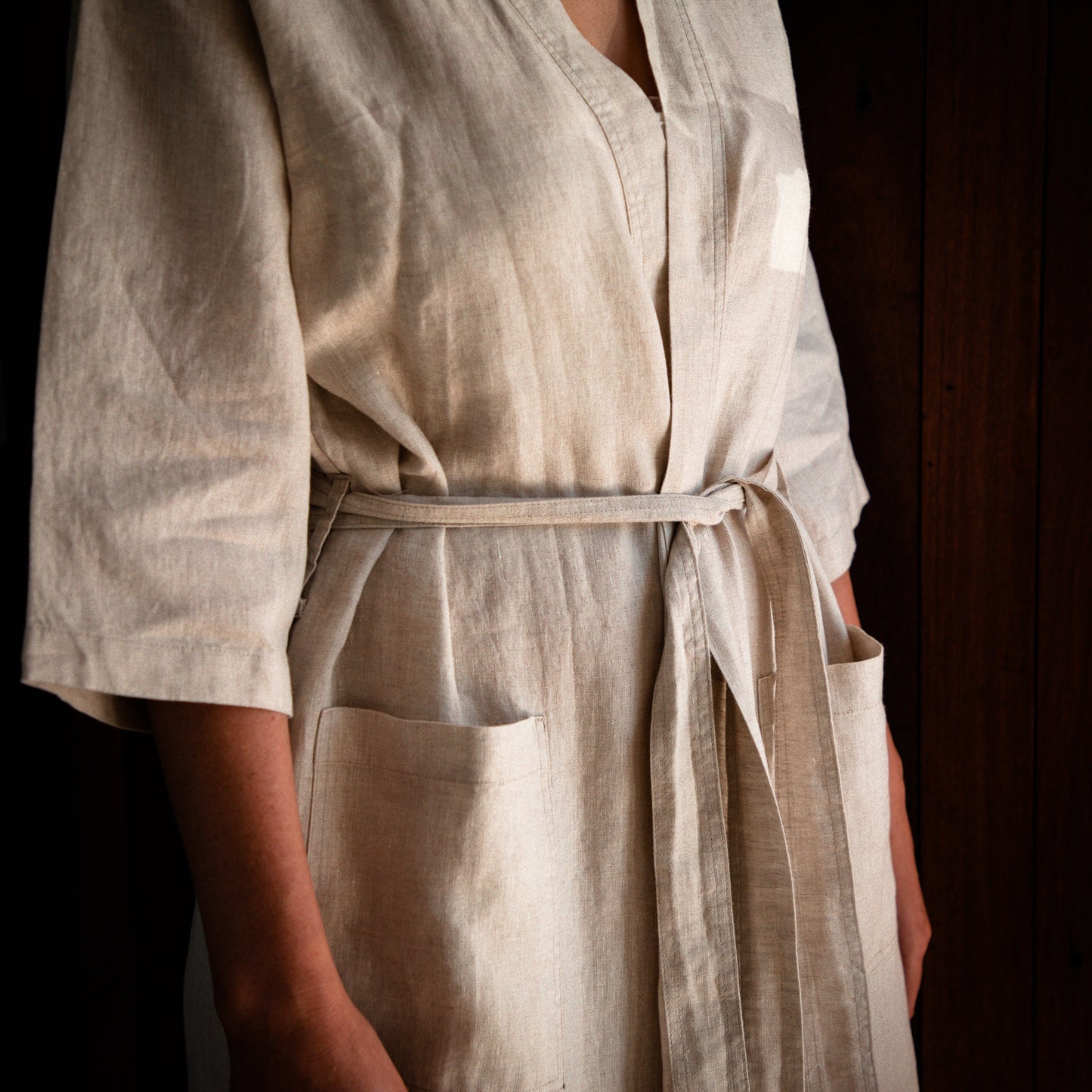 The Shell 100% European Linen Robe - Natural