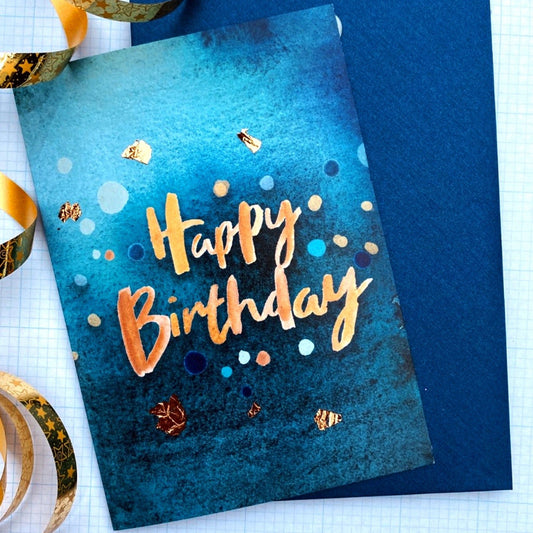 Blue Happy Birthday Card