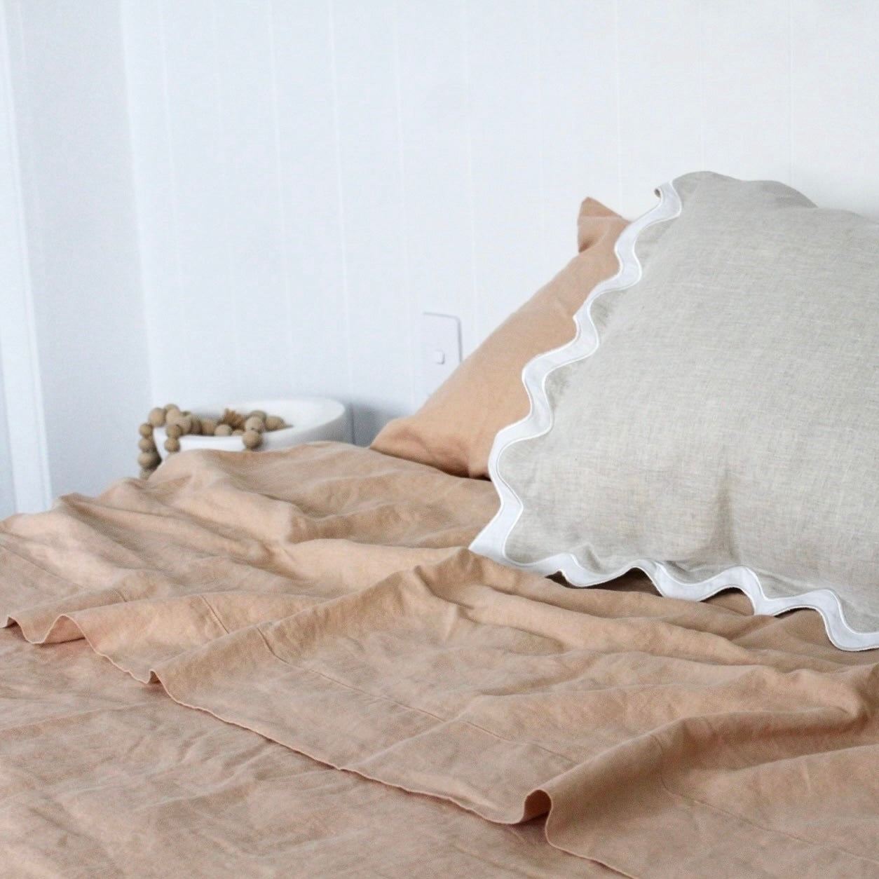 Peach French Flax Linen Sheet Set