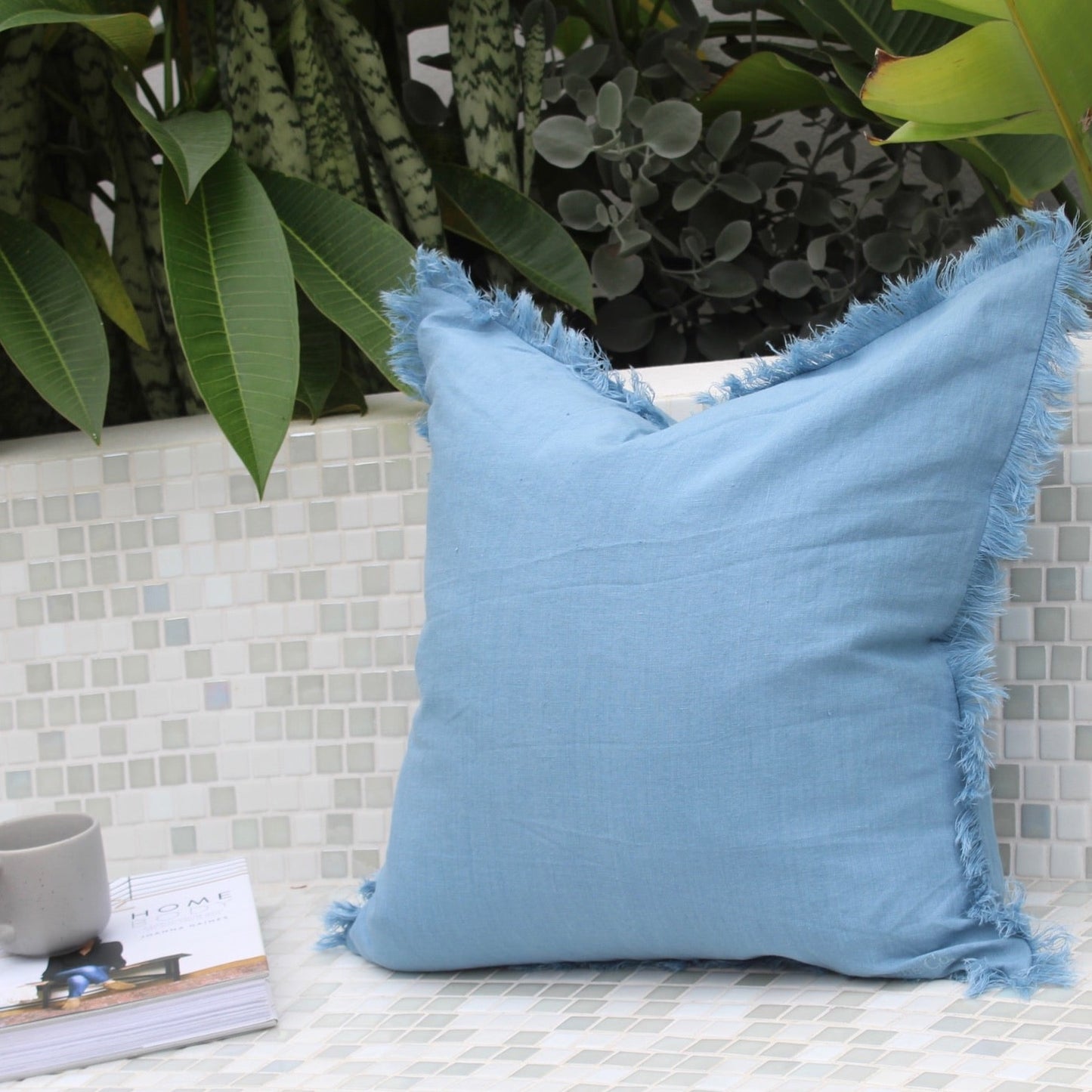 Blue Linen Cushion Cover