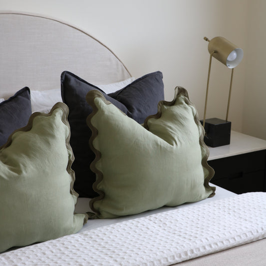 Olive Green Wave Cushion Cover
