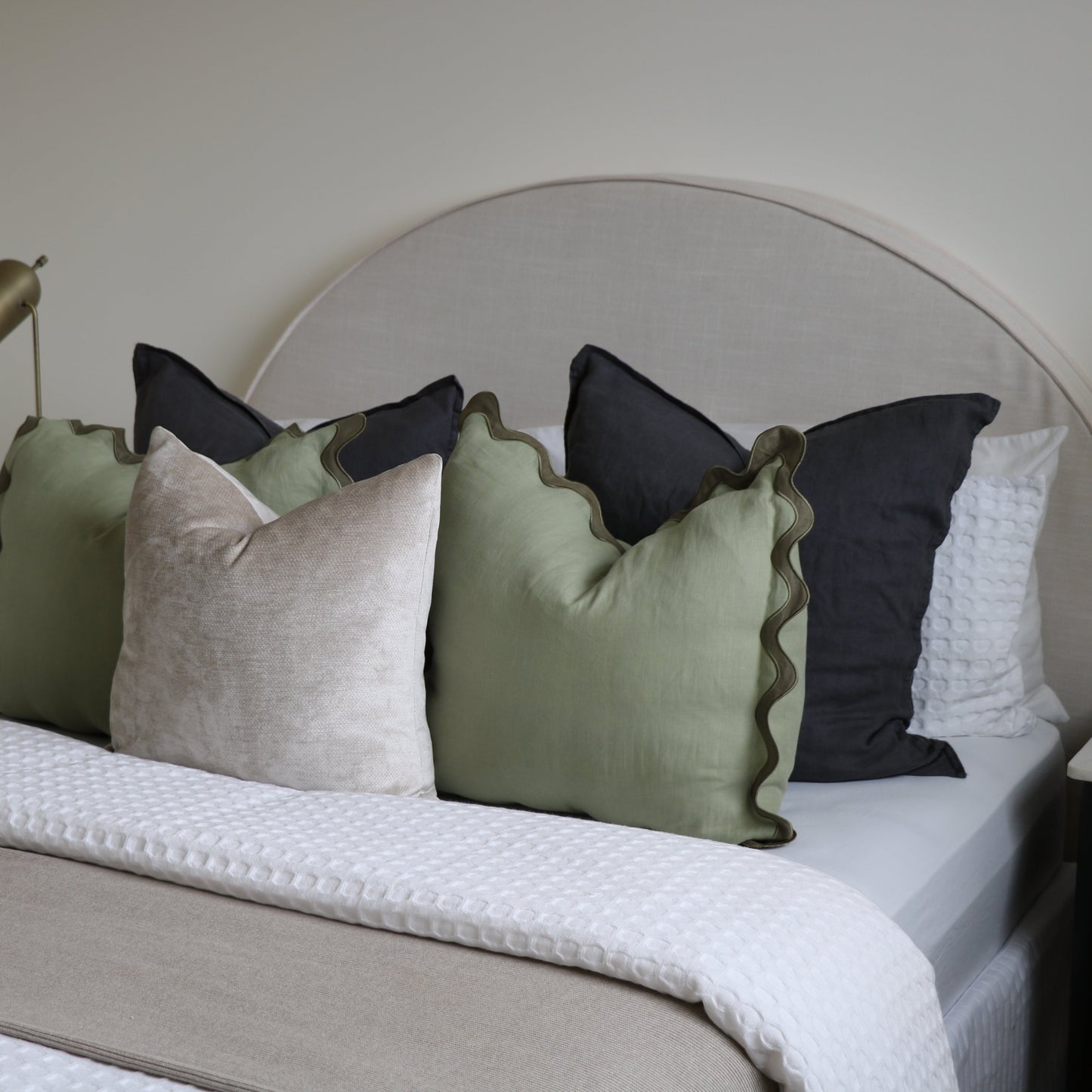 Olive Green Wave Cushion Cover