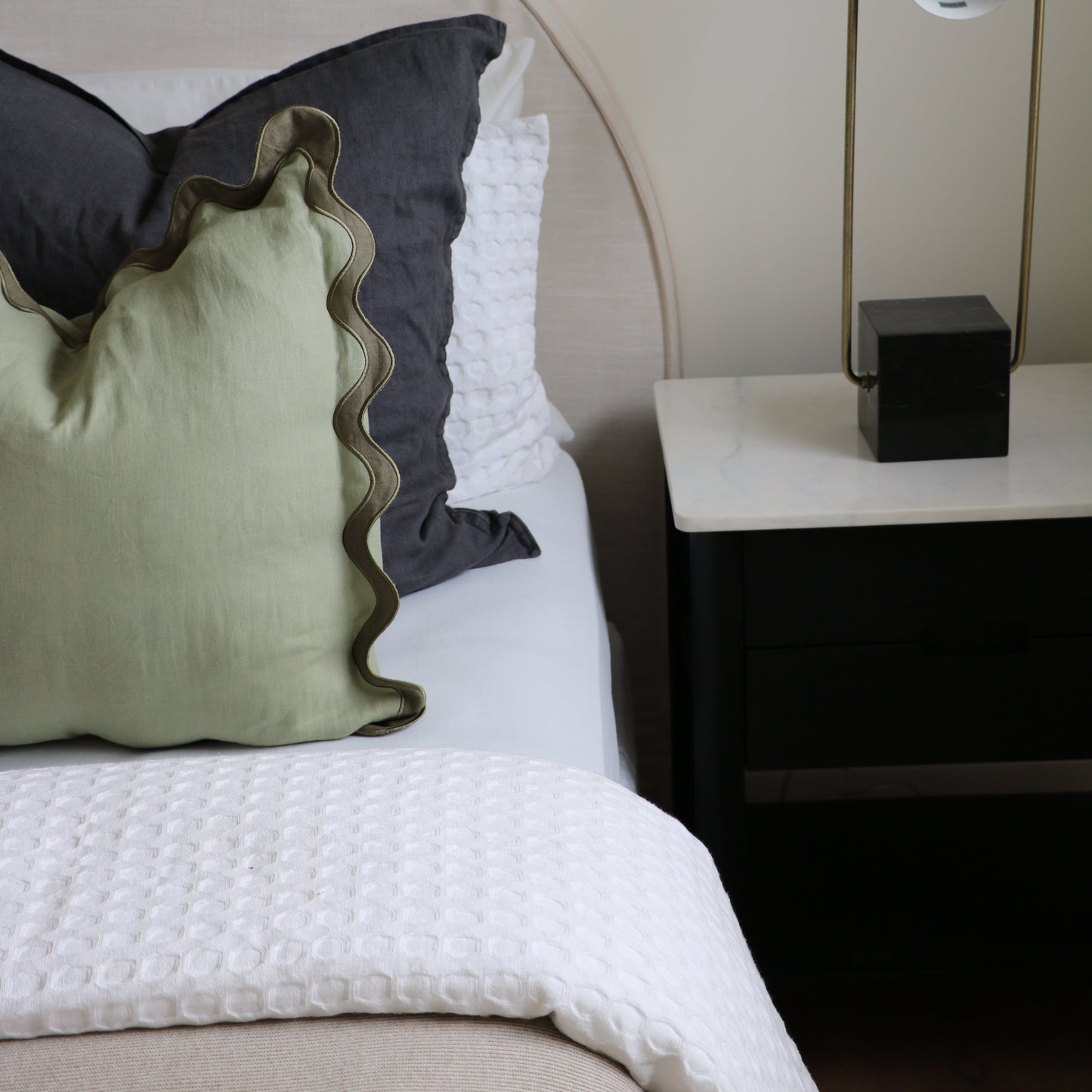 Olive Green Wave Cushion Cover