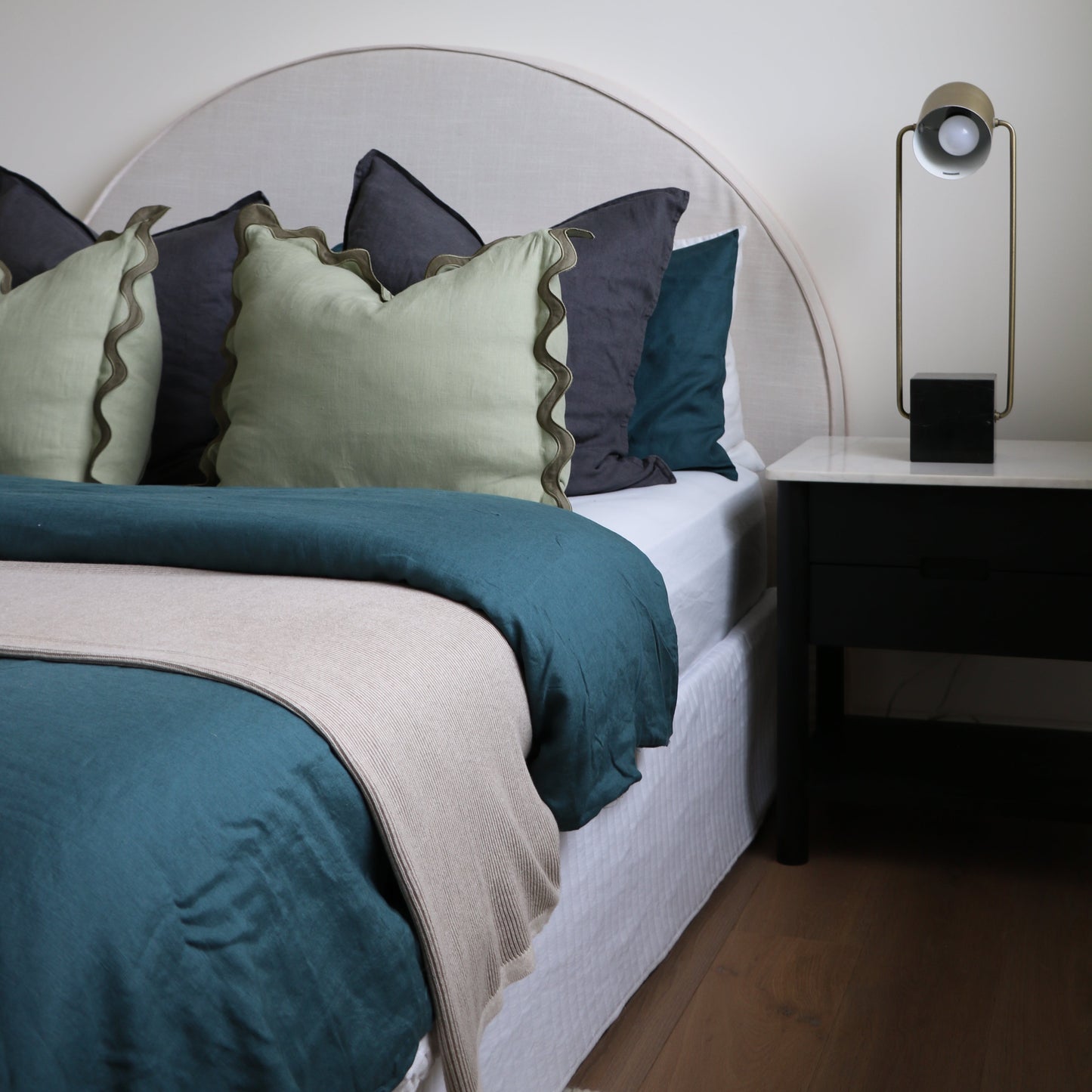 Olive Green Wave Cushion Cover