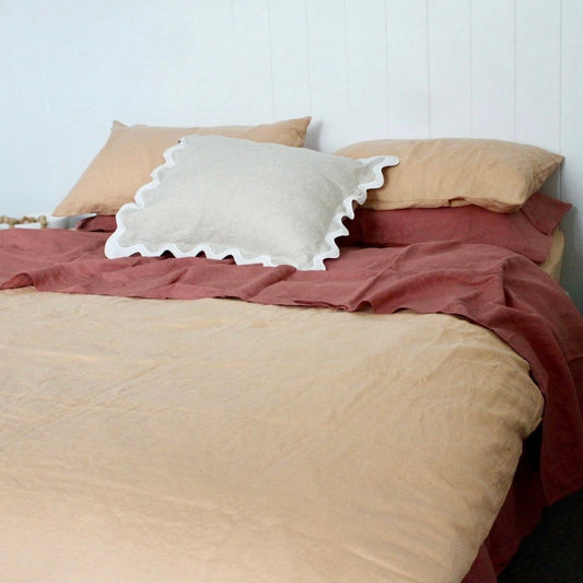 Peach French Flax Linen Duvet Cover