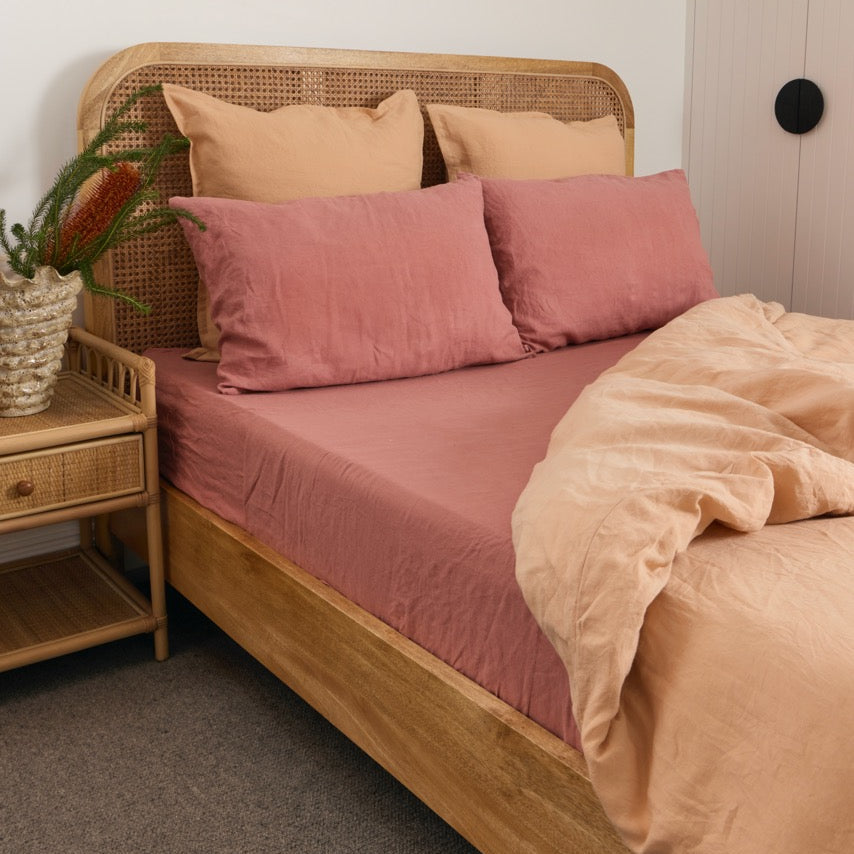 Dusty Pink French Flax Linen Sheet Set