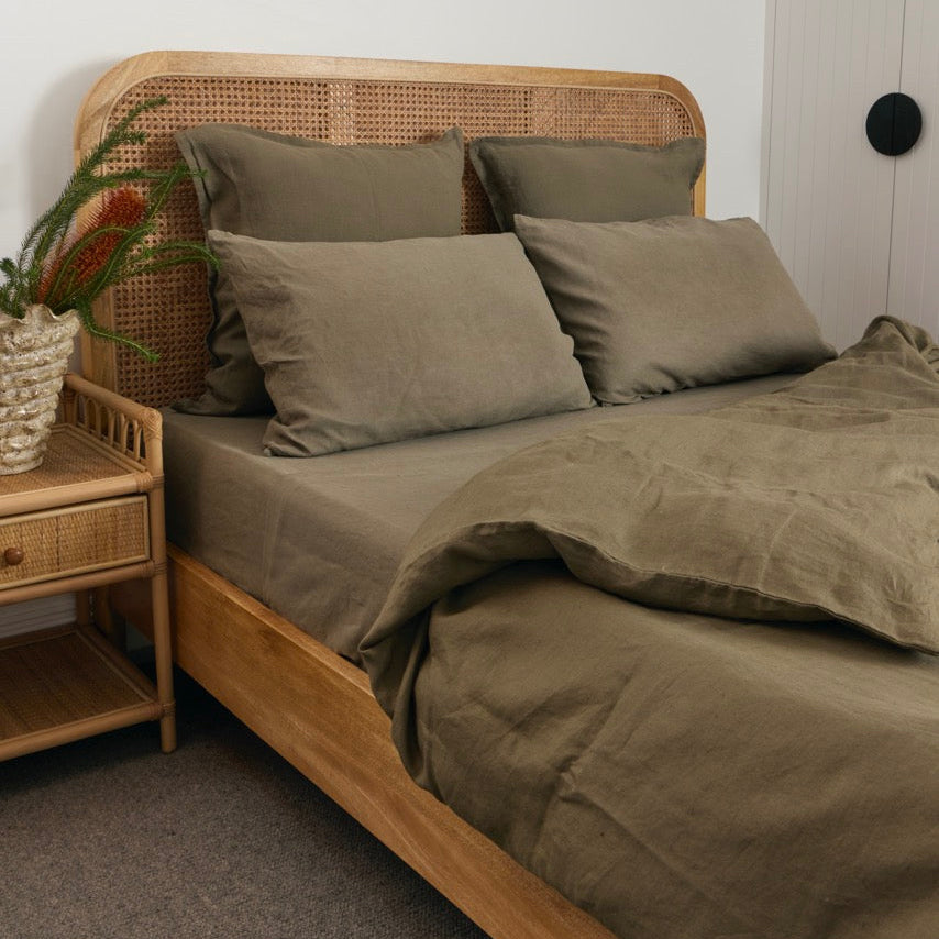 Olive French Flax Linen Top Sheet (pre-sale)
