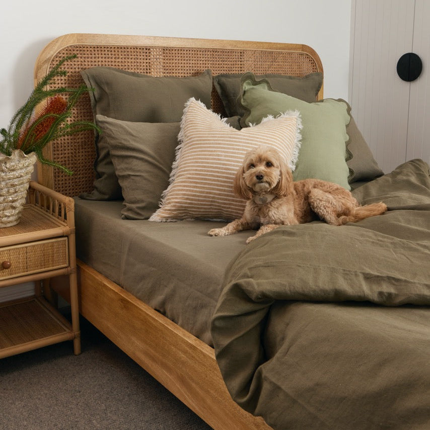 Olive French Flax Linen Top Sheet (pre-sale)