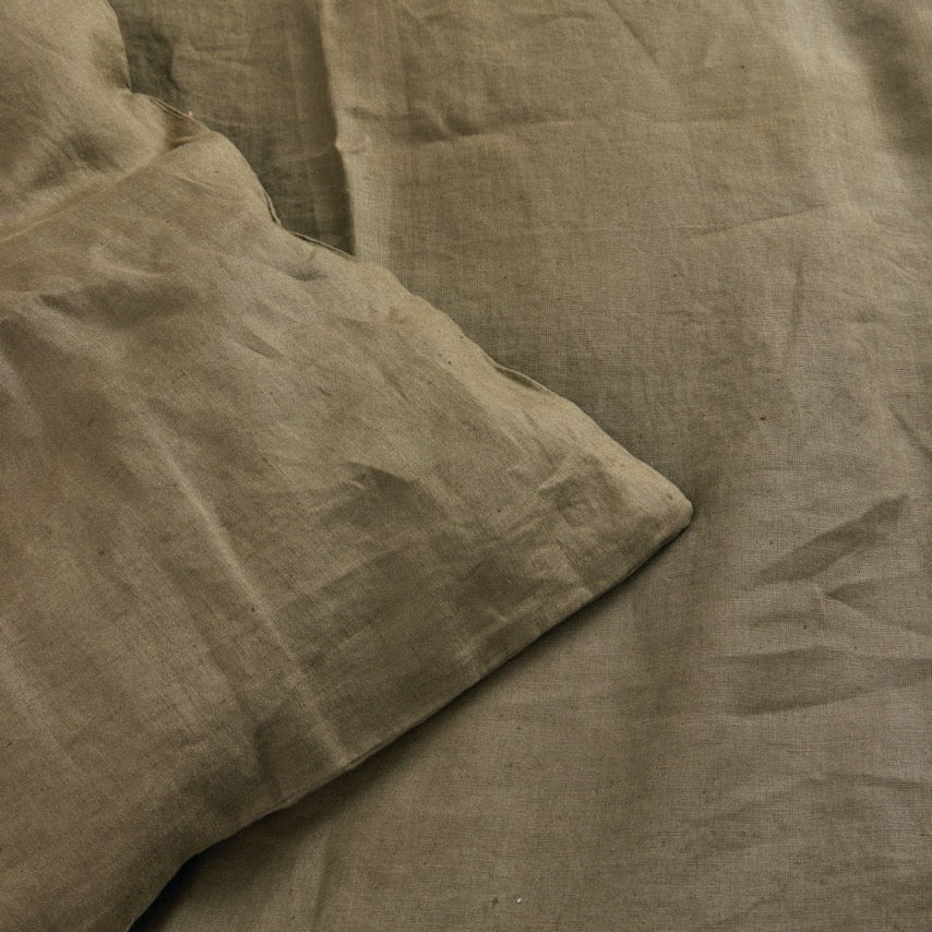 Olive French Flax Linen Fitted Sheet (pre-sale)
