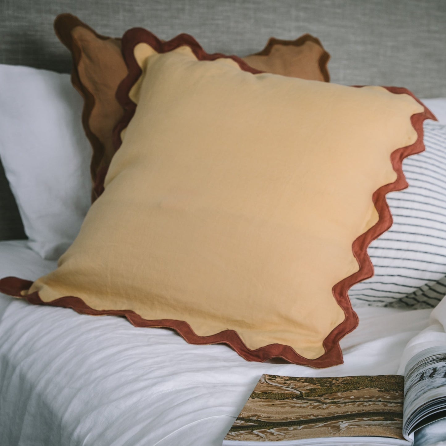 Yellow Wave Cushion Cover